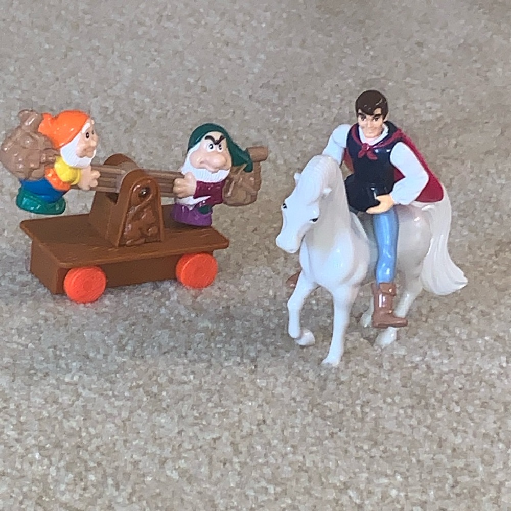 McDonald’s Disney Snow White’s Prince Florian with Horse & Dwarf Work Cart, 1992